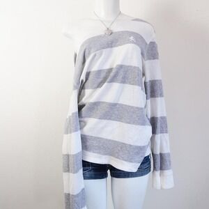 striped thermal top grey white waffle knit indie sleaze y2k